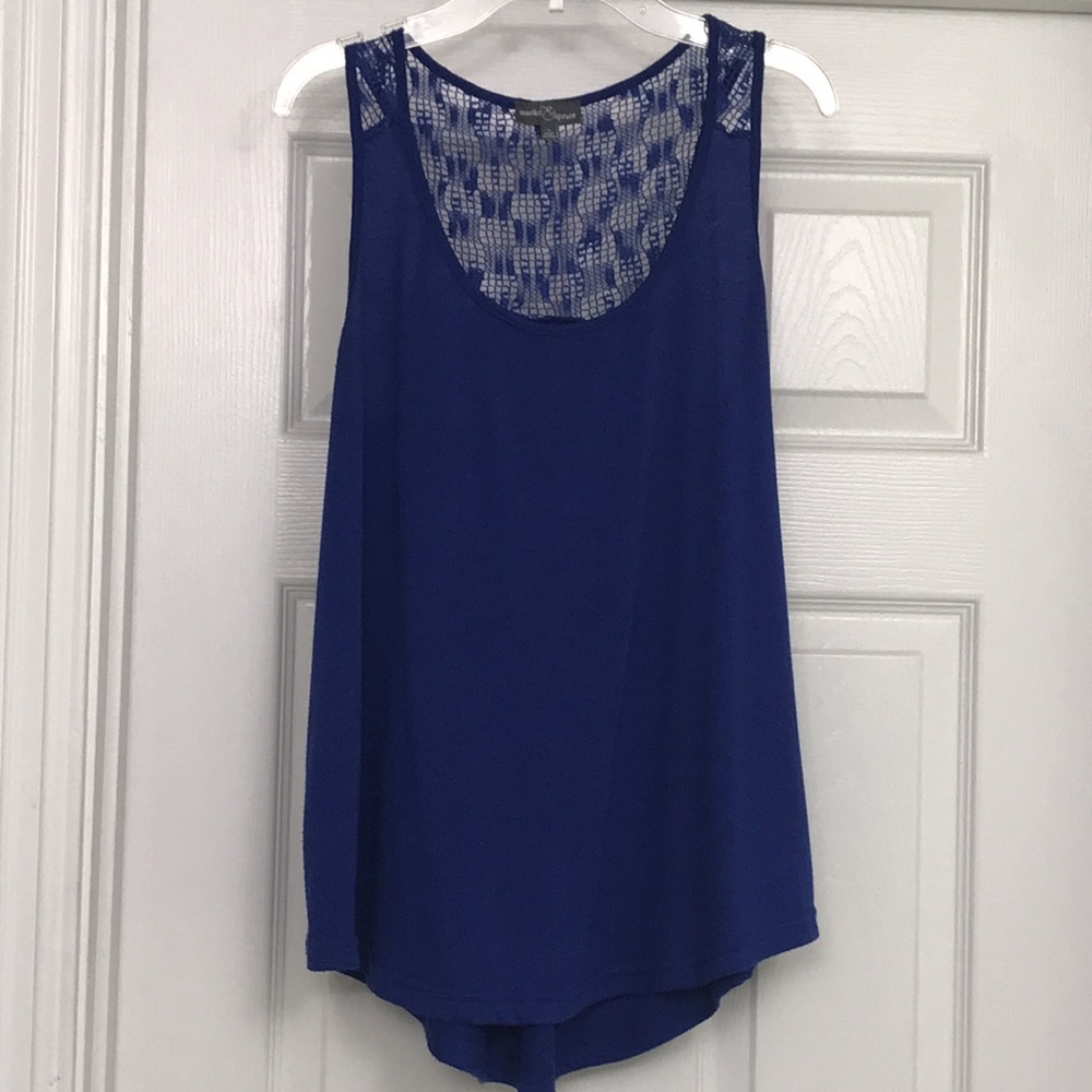 Market & Spruce Hi-Low Royal Blue Tank Top - Picture 2 of 8